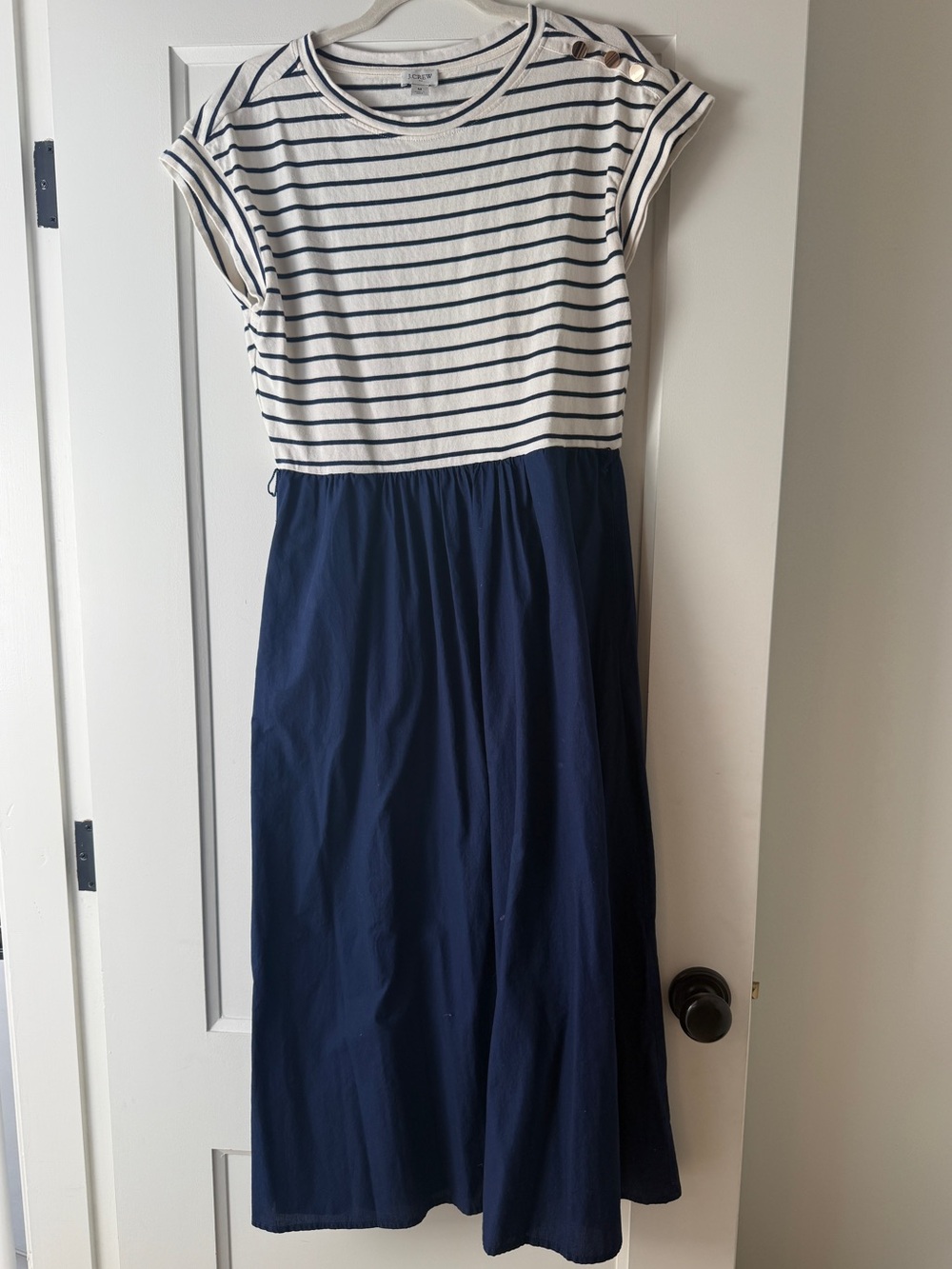 Jcrew factory Striped Navy & White Midi Dress